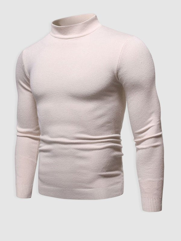Lucas gebroken witte slim-fit rolkraagpullover, vooraanzicht
