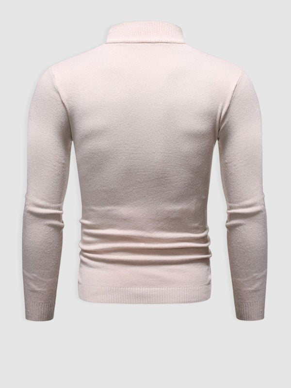 Lucas gebroken witte slim-fit rolkraagpullover, achteraanzicht