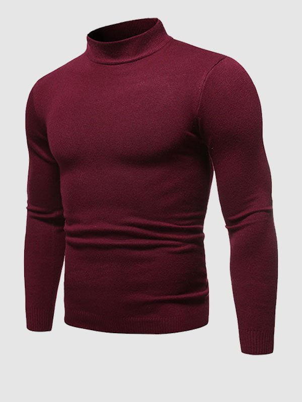 Lucas bordeauxrode slim-fit rolkraagpullover, vooraanzicht