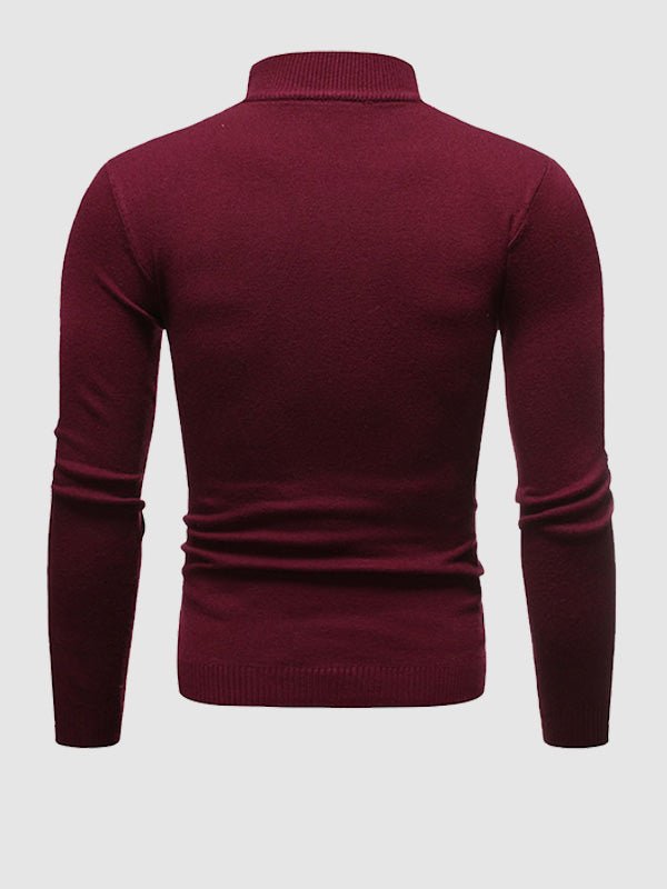 Lucas bordeauxrode slim-fit rolkraagpullover, achteraanzicht