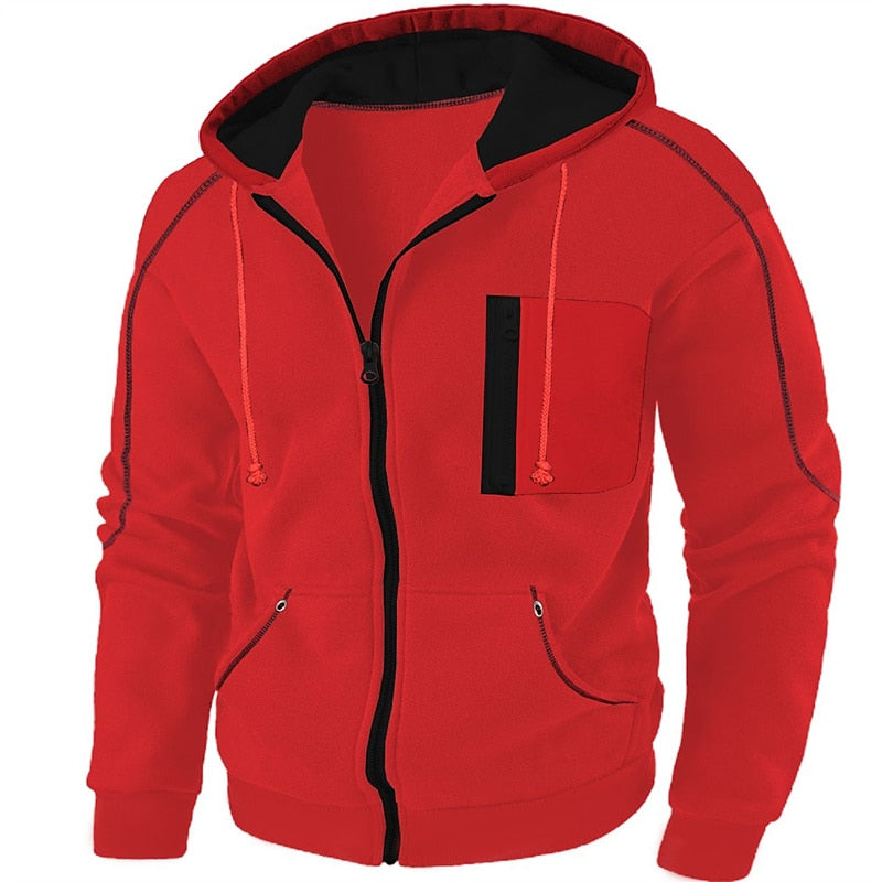 Sander capuchon vest, vooraanzicht in rood