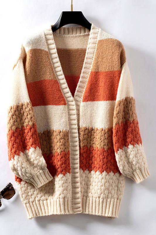 Sanne gestreepte oversized cardigan, achteraanzicht