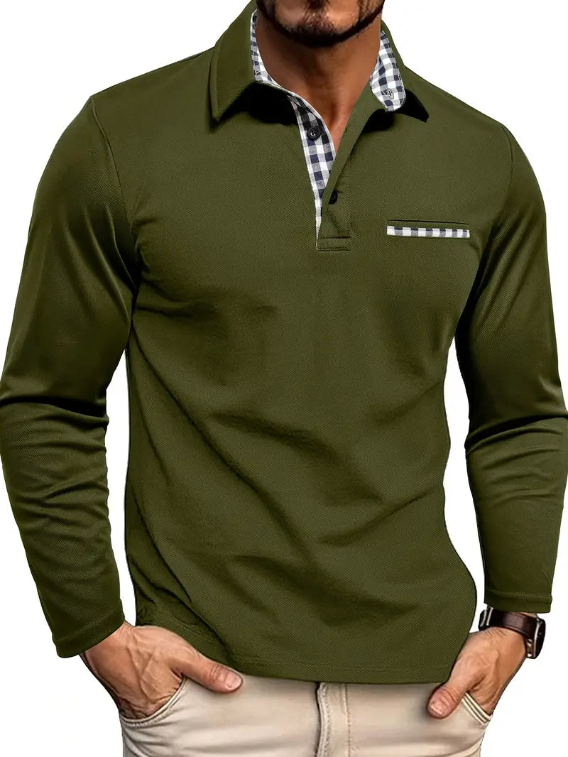 Willem groen poloshirt met borstzakdetail, vooraanzicht
