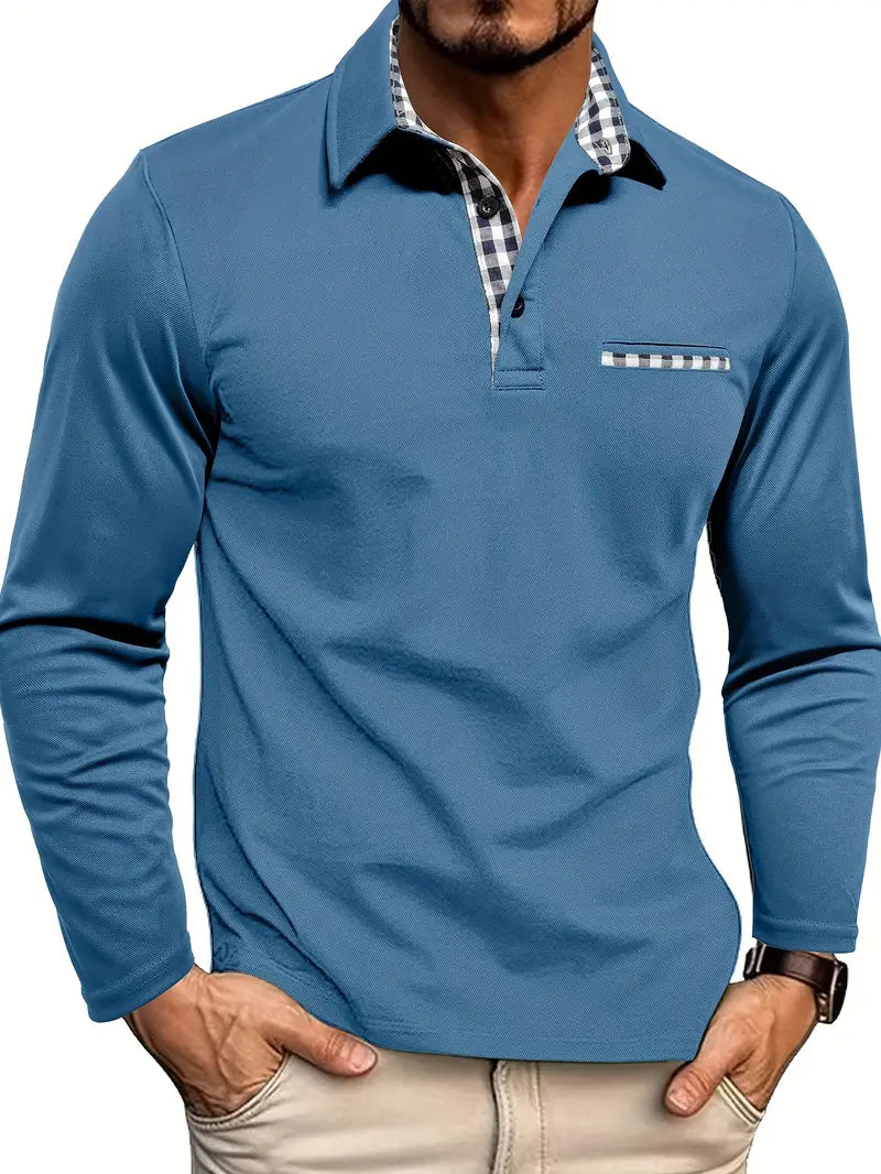 Willem blauw poloshirt smart casual, vooraanzicht