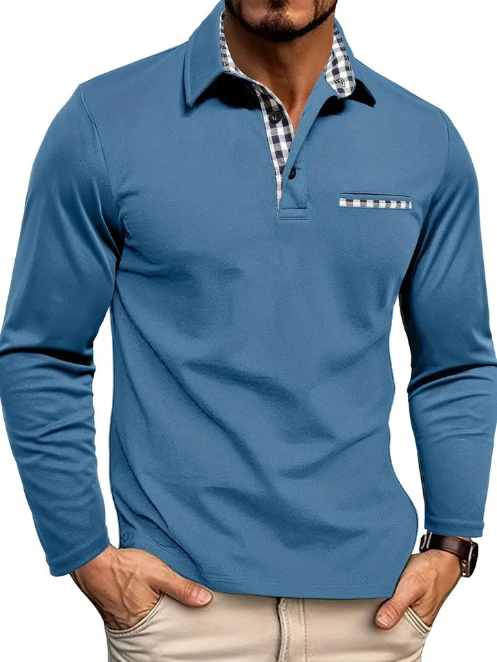 Willem blauw poloshirt smart casual, vooraanzicht